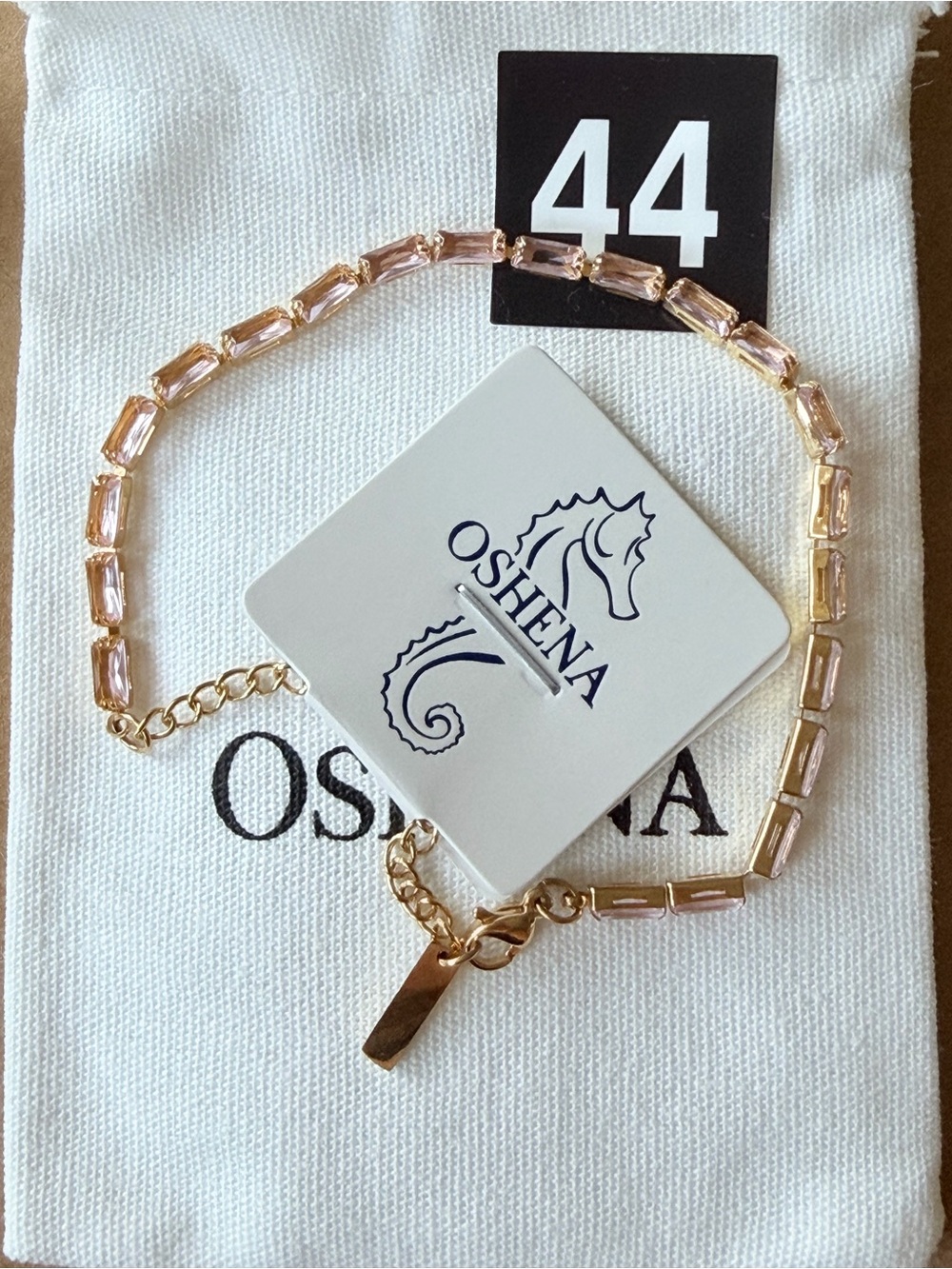 OSHENA Radiance Light Pink Tennis Gold Bracelet
